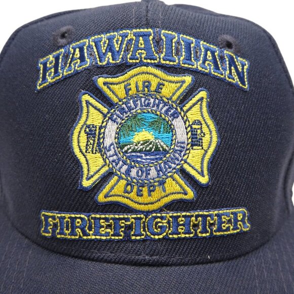 Vintage Nissin Hawaiian Firefighter Blue Adjustable Snapback Hat Cap - Picture 4 of 7